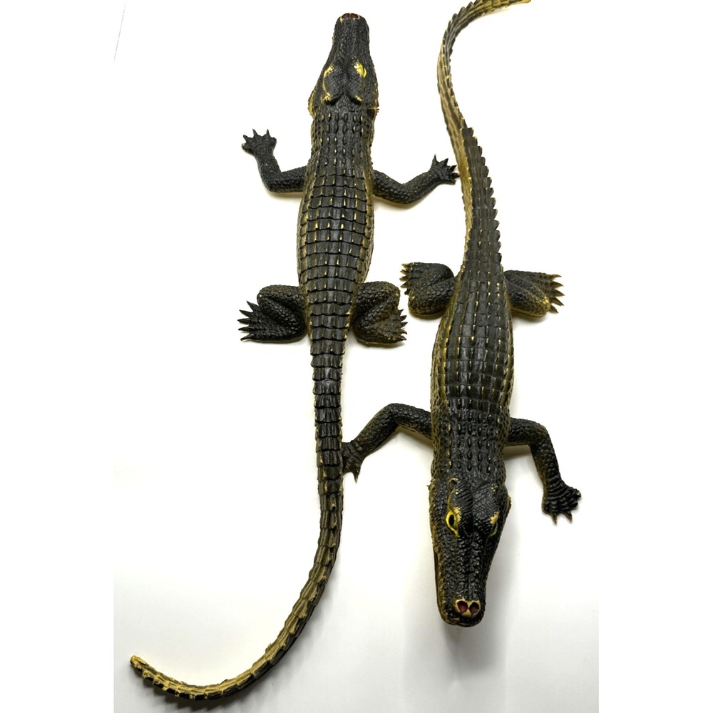 Vintage 1980 AAA Toys Alligator Crocodile PVC 12 inch Figure Lot of 2 Hong Kong